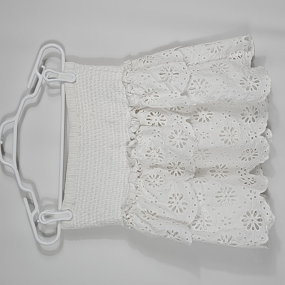 Michael Michael Kors Eyelet Cotton Lace Mini Skirt Smock White Tiered Ruffle XS - Picture 4 of 9